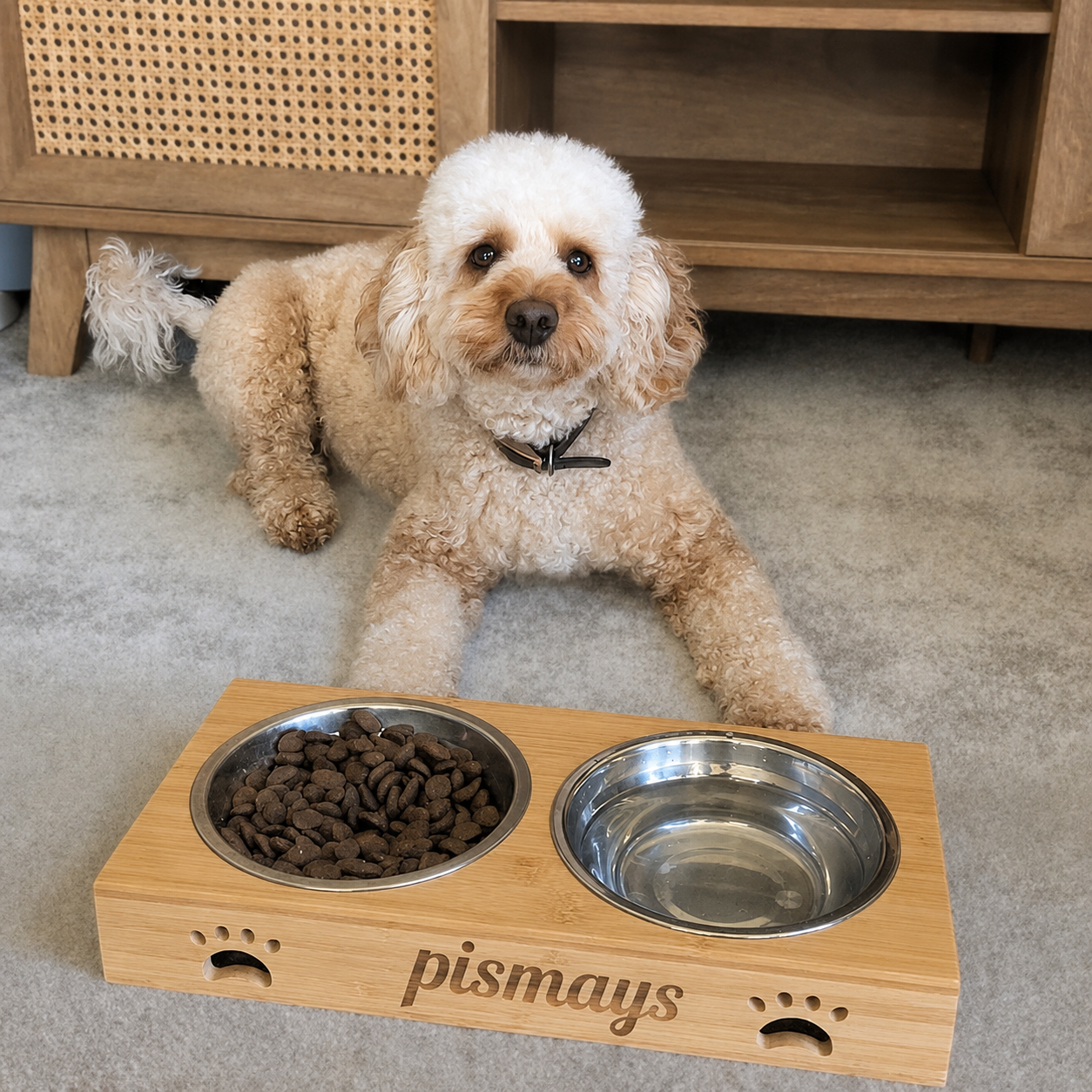 PISMAYS Personalised Wooden Pet Feeder
